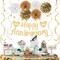 Happy Anniversary Decorations – Gold Banner, Pom Poms, Swirls & Garland (Gold White)